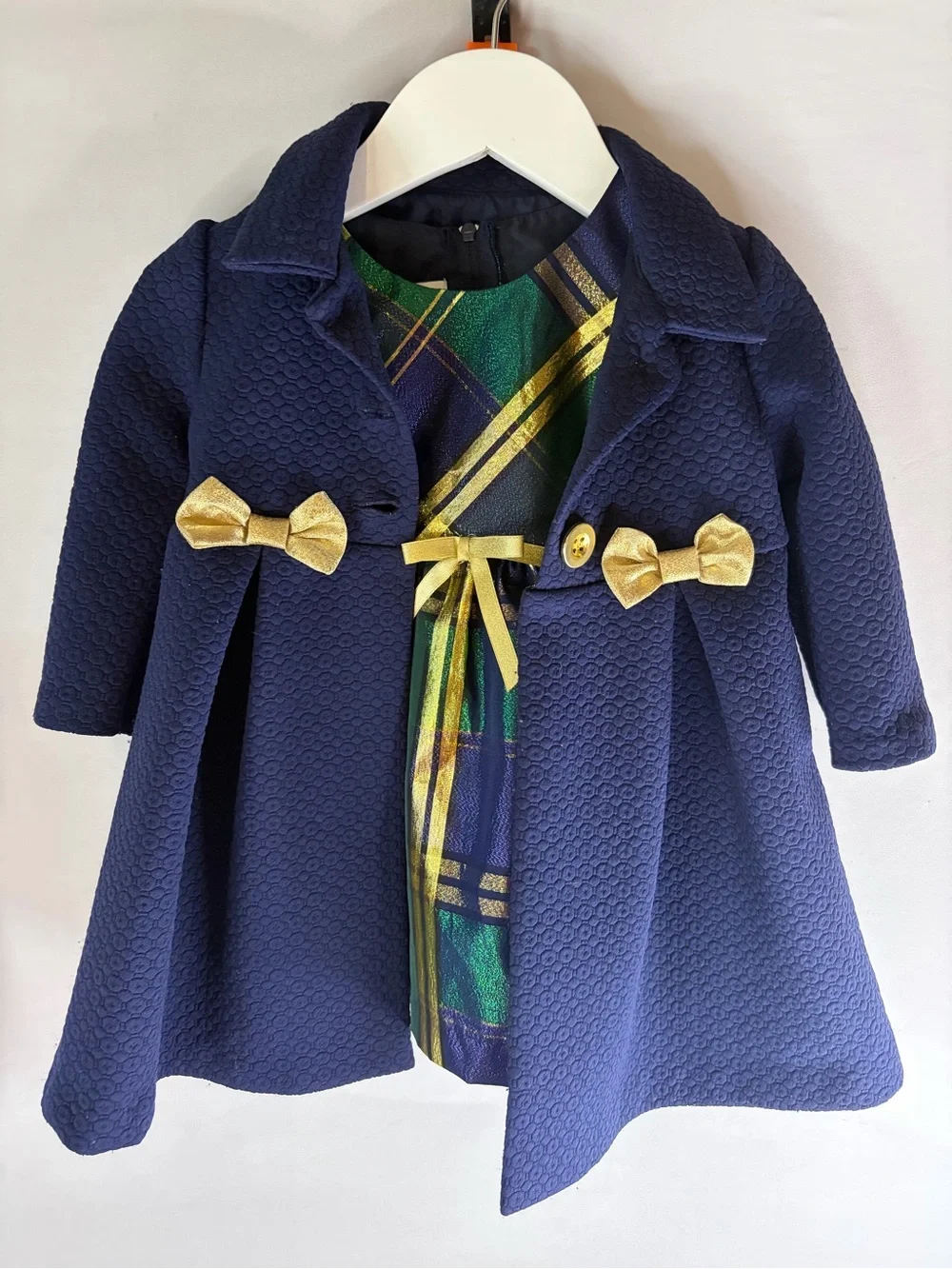Bonnie Baby 18M Plaid Dress & Jacket + Purse & Bow NWOT